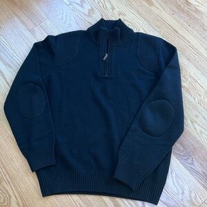 Burdi large black 1/4 zip cashmere sweater .